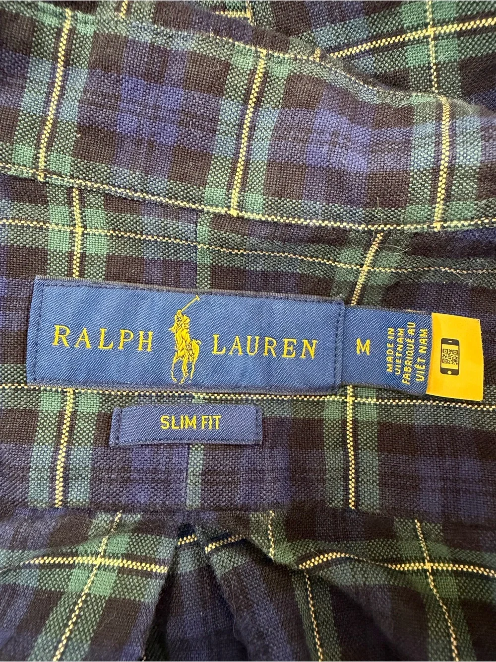 Polo Ralph Lauren RL Slim Fit Tartan Plaid Oxford Shirt Medium Green Navy $130